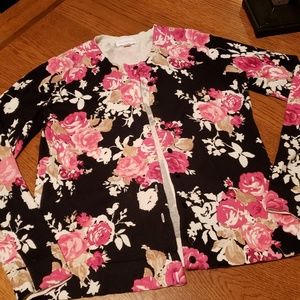 Charter Club Floral Sweater Button Up Cardigan M